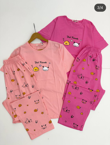 ست تیشرت شلوار نخ پنبه طرح جوجه